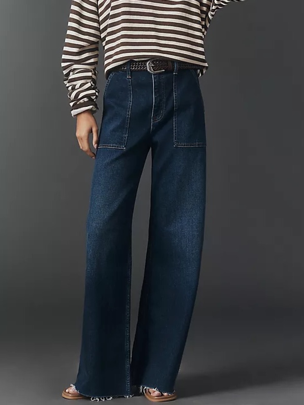 Pistola Penny California Utility Wide Leg Raw Hem Jeans